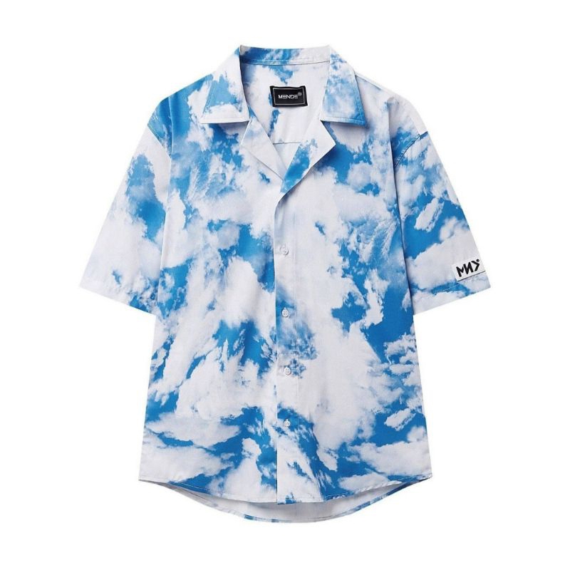 Áo sơ mi CLOUD VÂN MÂY tay ngắn nam nữ UNISEX chất liệu vải lụa CNK .