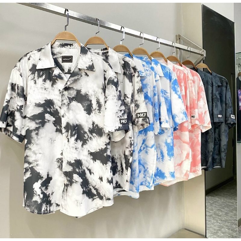 Áo sơ mi CLOUD VÂN MÂY tay ngắn nam nữ UNISEX chất liệu vải lụa CNK .