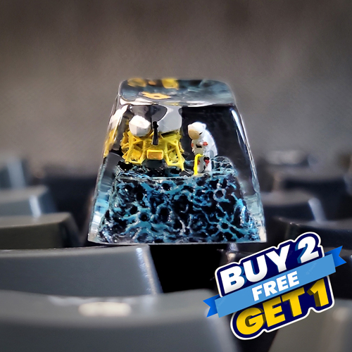 Galaxy keycap , nút bàn phím cơ hài hước , phi hành gia đi tiểu trên cung trăng