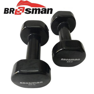 Cặp tạ tay 4kg Brosman nhập khẩu chính hãng màu đen, tạ lõi sắt 4kg bọc cao su, tạ sắt đúc nguyên khối 4kg cao su