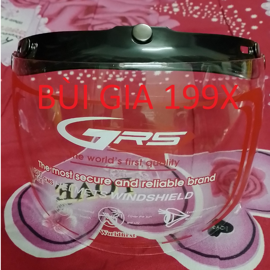 Kính gắn mũ bảo hiểm 3/4 và 1/2 GRS có khuy cài
