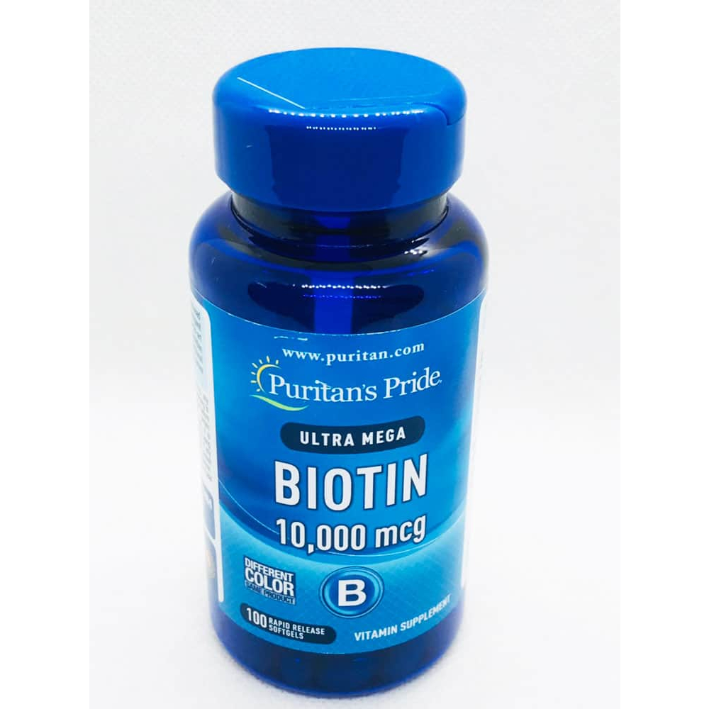 Viên uống Biotin hỗ trợ ngăn rụng tóc và đẹp da Puritan's Pride 10000 mcg.