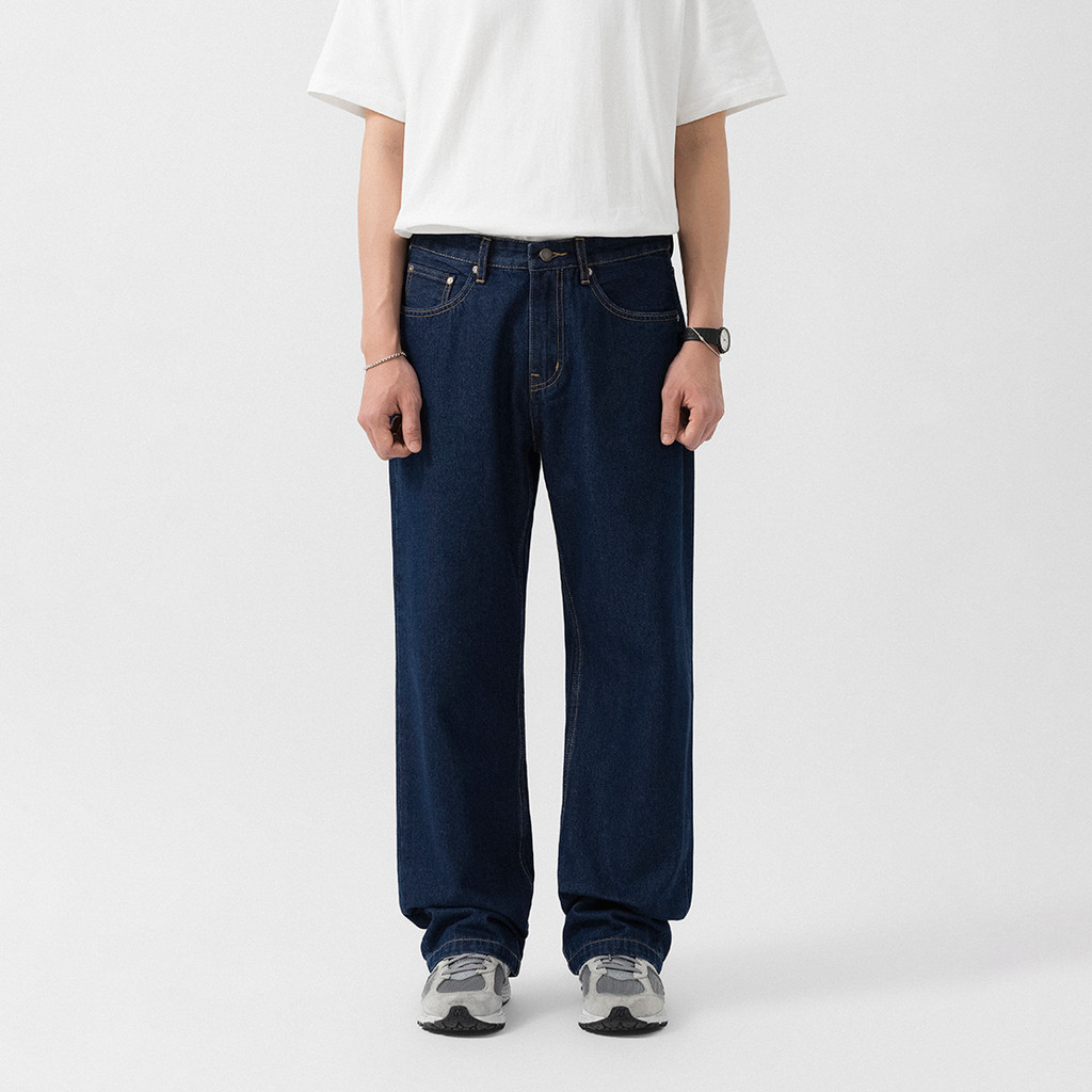 OWL BRAND BASIC WIDE JEANS - Quần jeans nam dài ống rộng / Xanh đậm