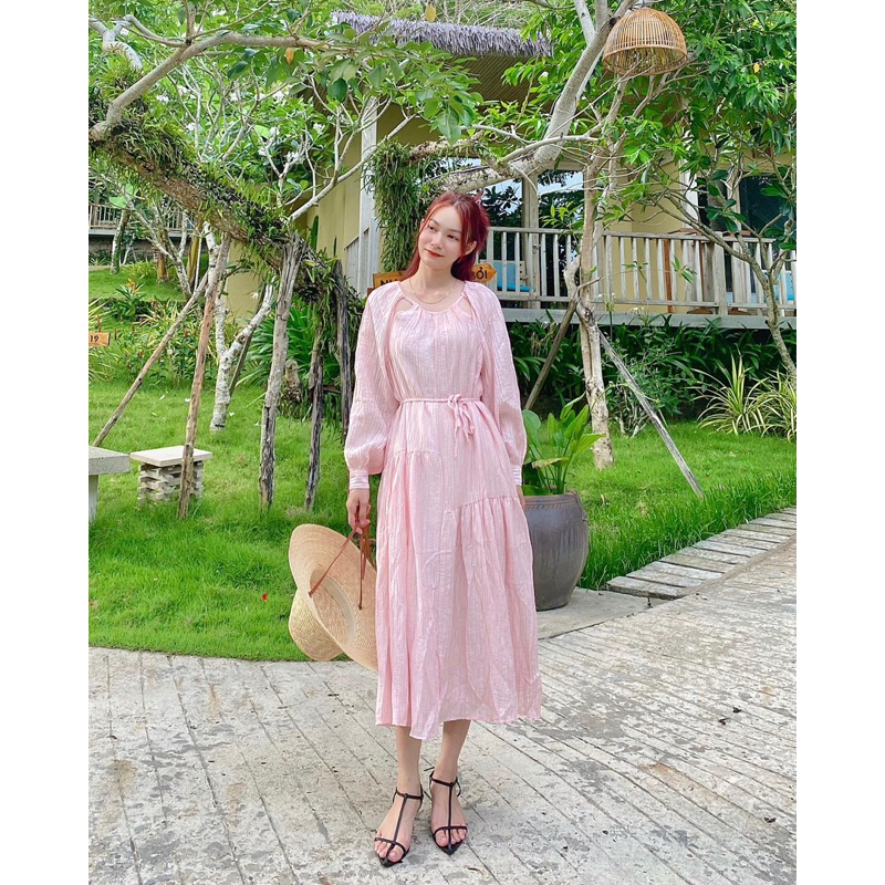 𝐃𝐞𝐥𝐰𝐲𝐧 𝐃𝐫𝐞𝐬𝐬 - Đầm đũi tằm vân tay dài