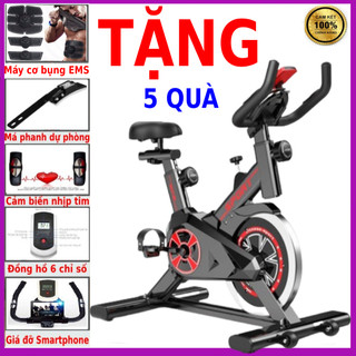 Xe đạp tập thể dục tập gym tại nhà Queen Sport X9 tặng máy cơ bụng + má phanh dự phòng + đồng hồ + giá đỡ + đo nhịp tim