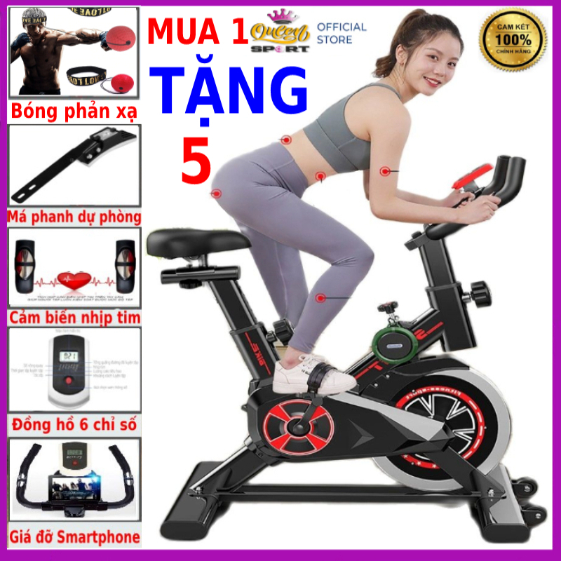 Xe đạp tập thể dục gym tại nhà Queen x9 tặng bóng phản xạ + má phanh d