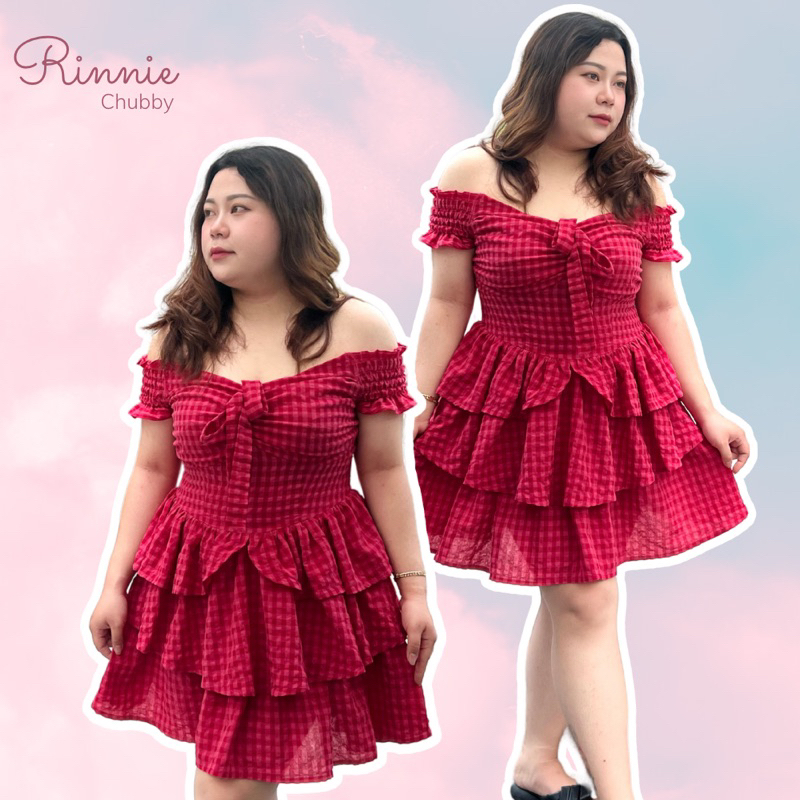 Đầm trễ vai lưng chun 3 tầng BIGSIZE (L-3XL) - D10 (Rinnie Chubby House)