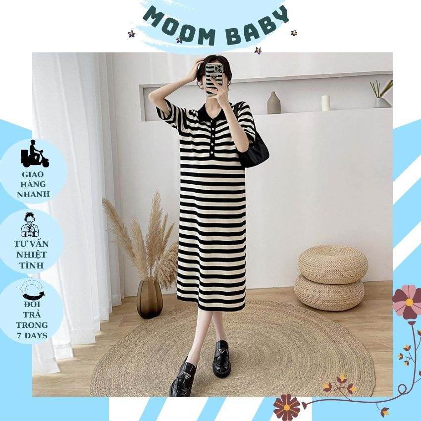 VÁY KẺ SƠ MI DÁNG XUÔNG CHO MẸ BẦU- ĐẦM BẦU XINH GIÁ RẺ CHẤT THUN COTTON MẶC ĐI CHƠI ĐI LÀM