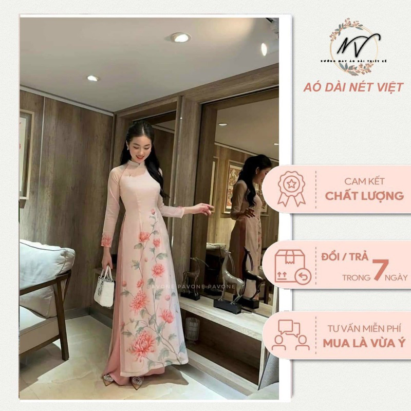 Áo dài cách tân Hồng khuê chất liệu tơ óng mềm mại nhẹ nhàng trẻ trung đủ sz S-XXL, Nét Việt