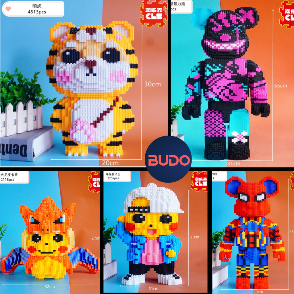 Mô hình lắp ráp le go pokemon khủng long lửa yoshi doremon stitch size to 42cm đồ chơi xếp hình nano 3d cho bé chuẩn mẫu
