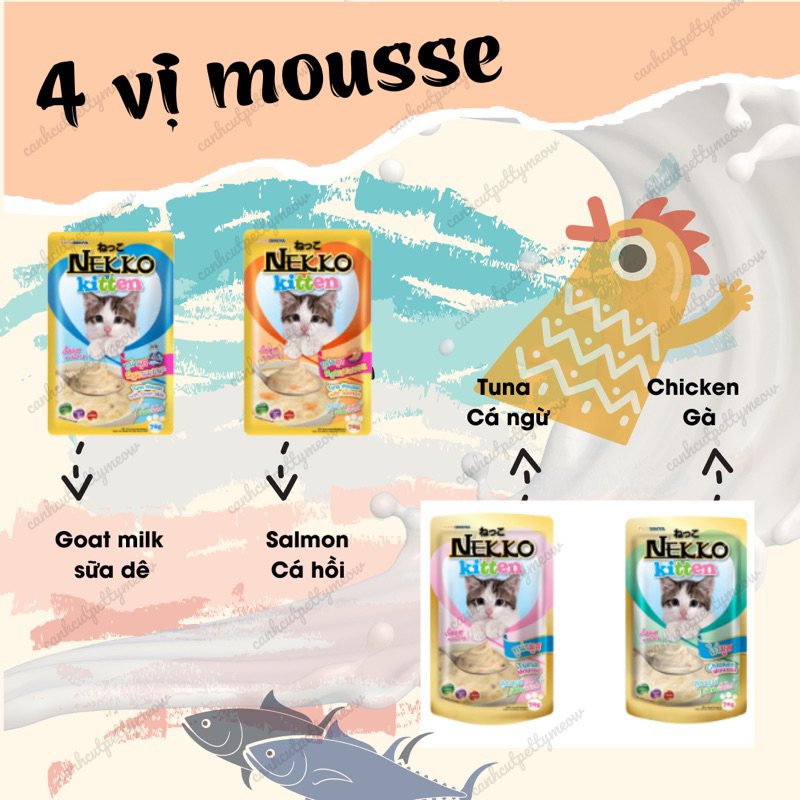 PATE NEKKO KITTEN CHO MÈO  - CÁC LOẠI CREAMY, MOUSSE, GRAVY