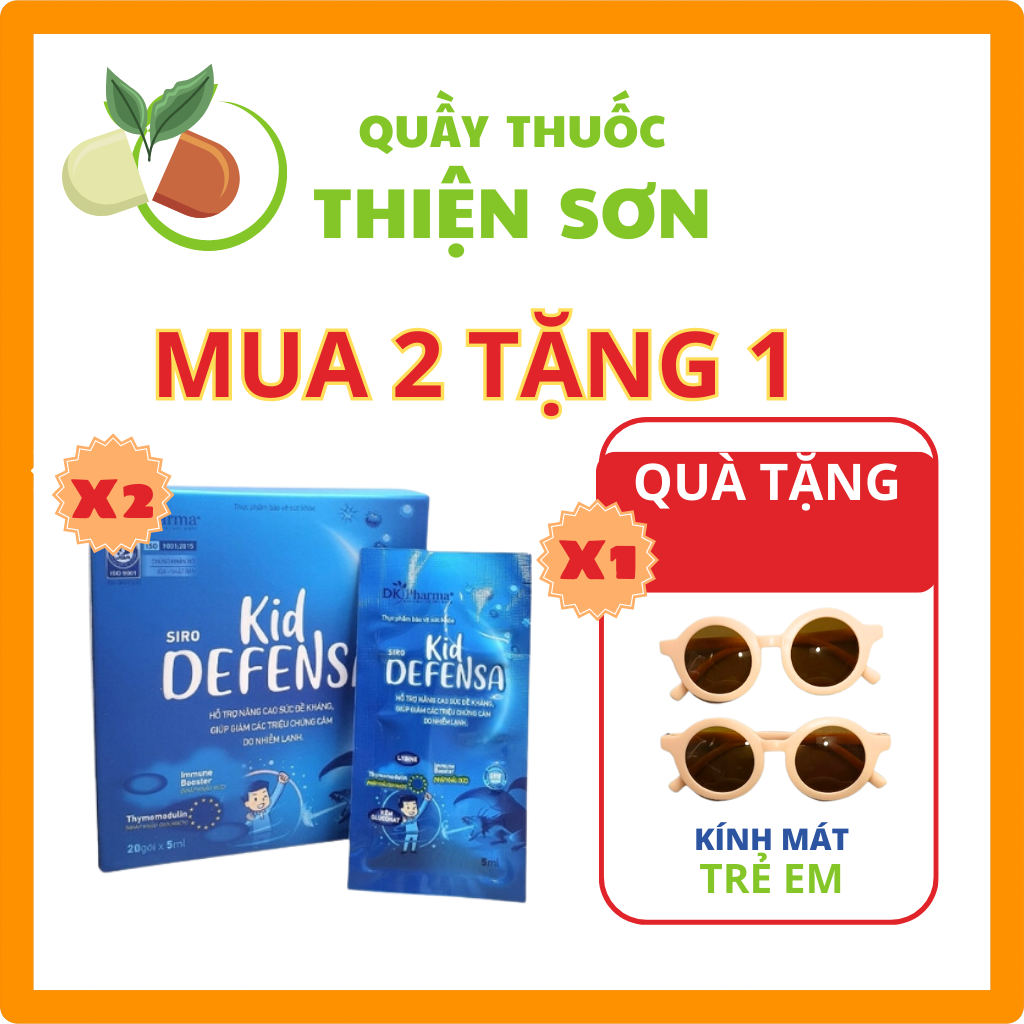 Siro Kid Defensa - Hộp 20 gói 5ml - tăng đề kháng - giảm biểu hiện cúm với Lysine - QT Thiện Sơn