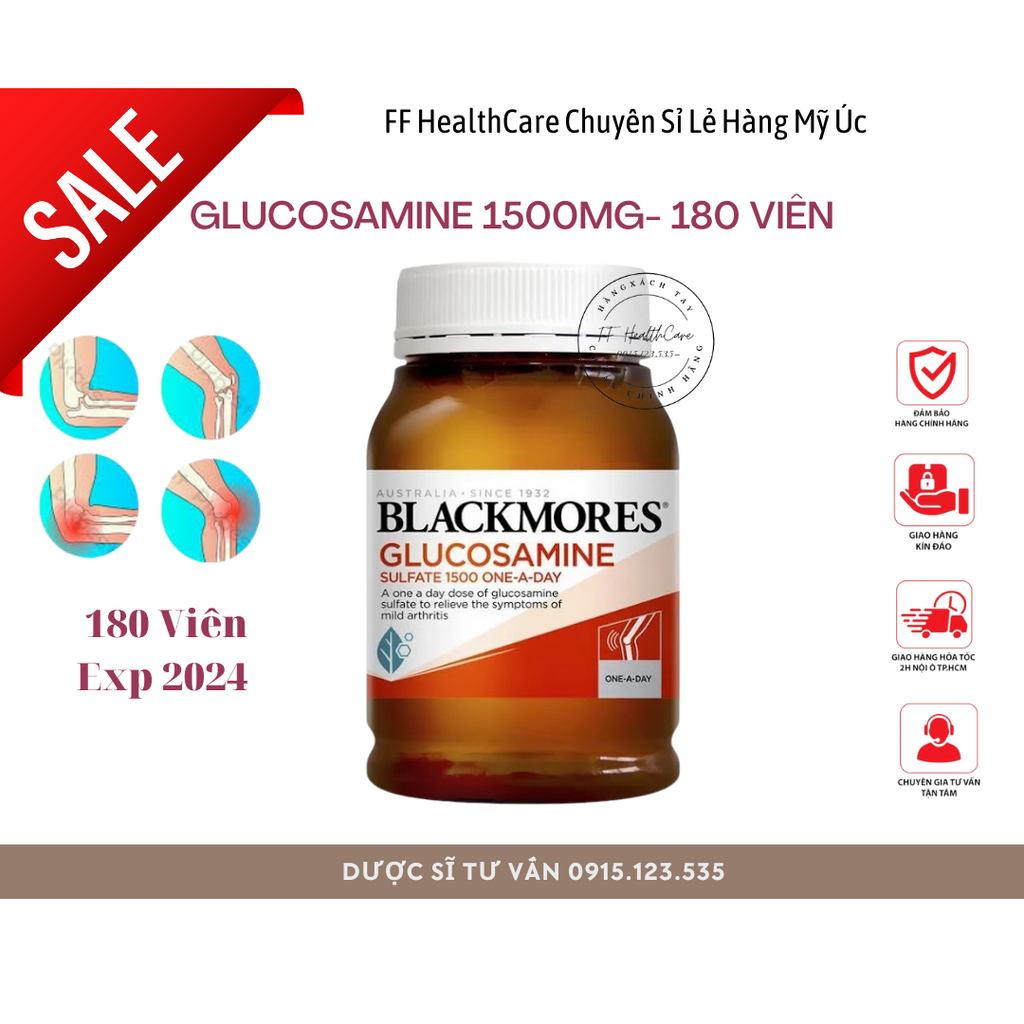 Viên Uống Glucosamine Blackmores 1500mg 180 Viên Úc