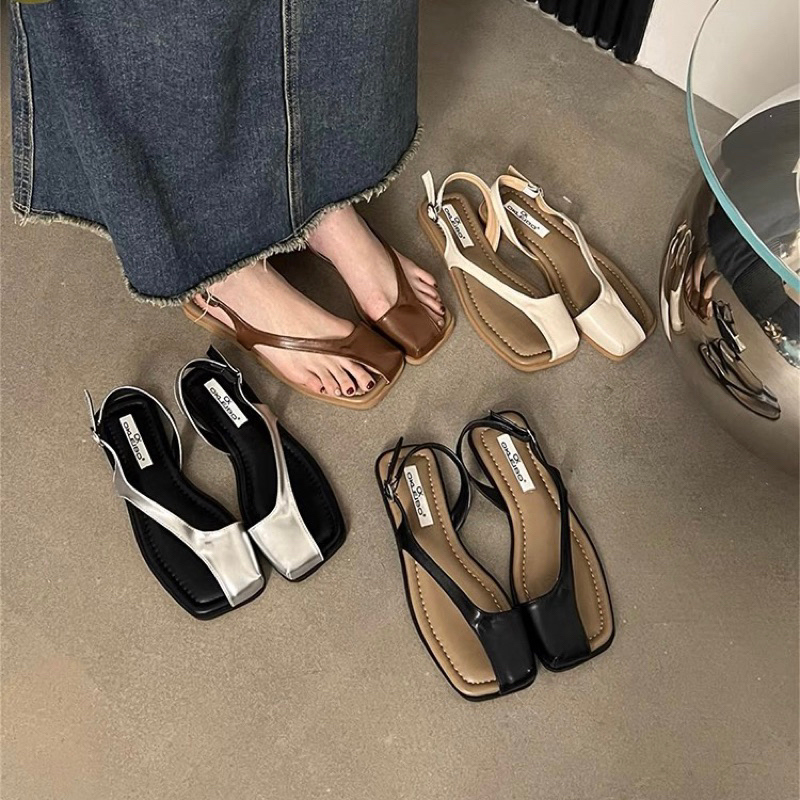 Sandal nữ hở mũi đế bệt có quai cài phong cách hàn quốc