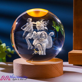 Quà Tặng Sinh Nhật 🎁 🎁 🎁 Quả Cầu Pha Lê 3D LED Cung Bạch Dương ARIES