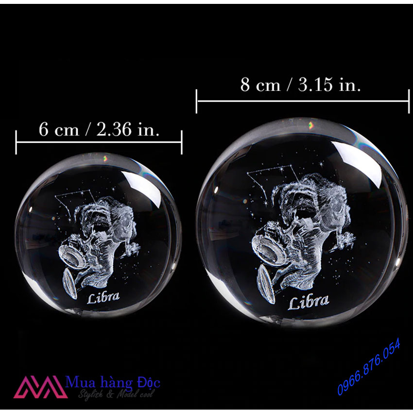 Quà Tặng Sinh Nhật Tháng 10 🎁 🎁 🎁 Quả Cầu Pha Lê 3D LED Cung Thiên Bình Libra