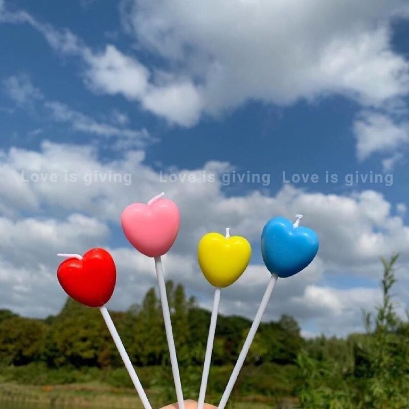 NẾN SINH NHẬT HÌNH TRÁI TIM ĐỎ, NẾN TRANG TRÍ CUTE PHỤ KIỆN BÁNH KEM HAPPY BIRTHDAY