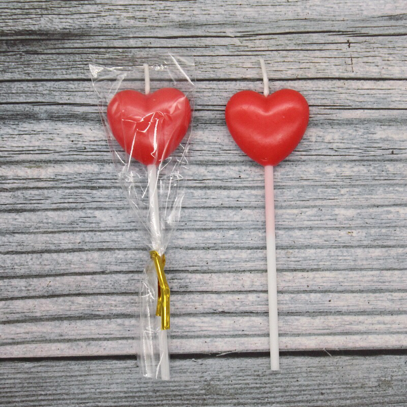 NẾN SINH NHẬT HÌNH TRÁI TIM ĐỎ, NẾN TRANG TRÍ CUTE PHỤ KIỆN BÁNH KEM HAPPY BIRTHDAY