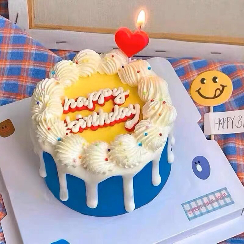 NẾN SINH NHẬT HÌNH TRÁI TIM ĐỎ, NẾN TRANG TRÍ CUTE PHỤ KIỆN BÁNH KEM HAPPY BIRTHDAY