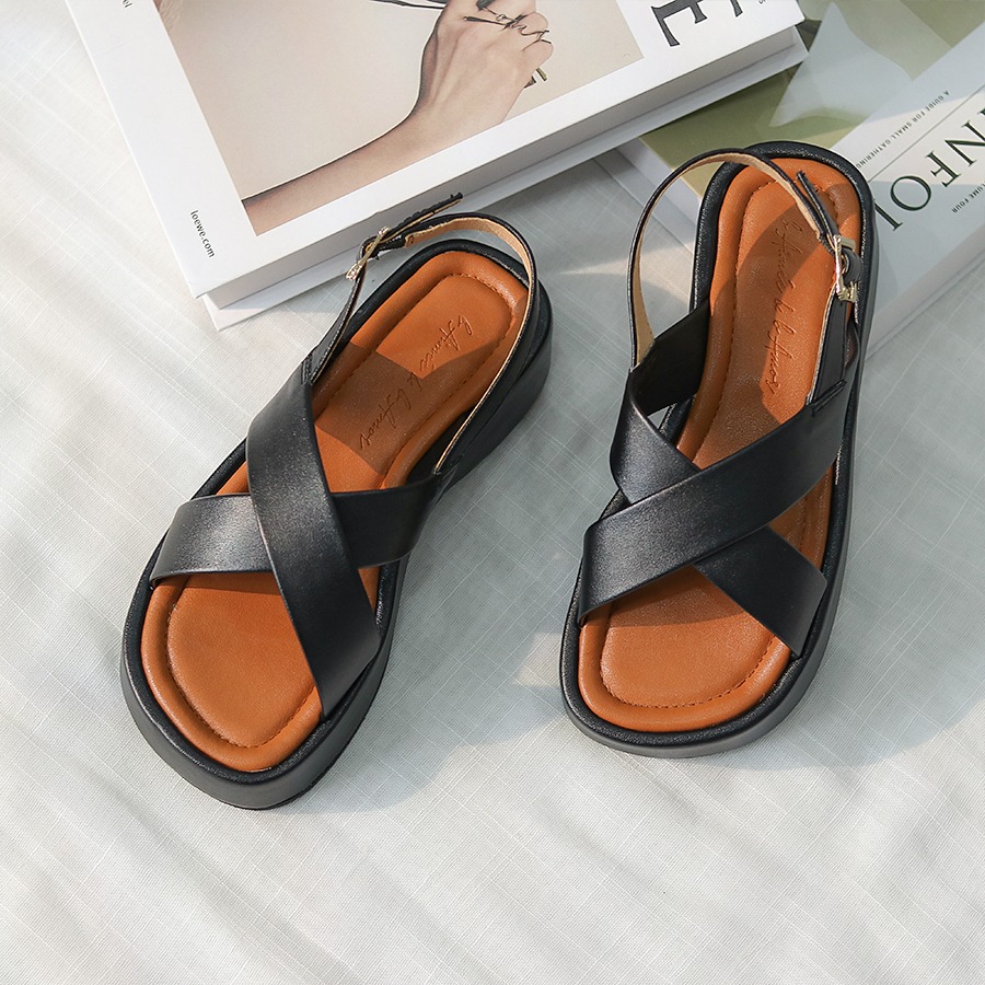 Dép sandal nữ Cross Buckled quai chéo đi biển đế bánh mì thời trang bAimée & bAmor - MS3044