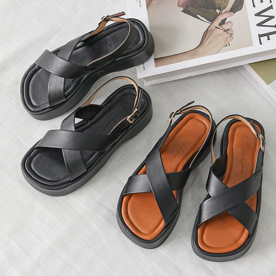 Dép sandal nữ Cross Buckled quai chéo đi biển đế bánh mì thời trang bAimée & bAmor - MS3044