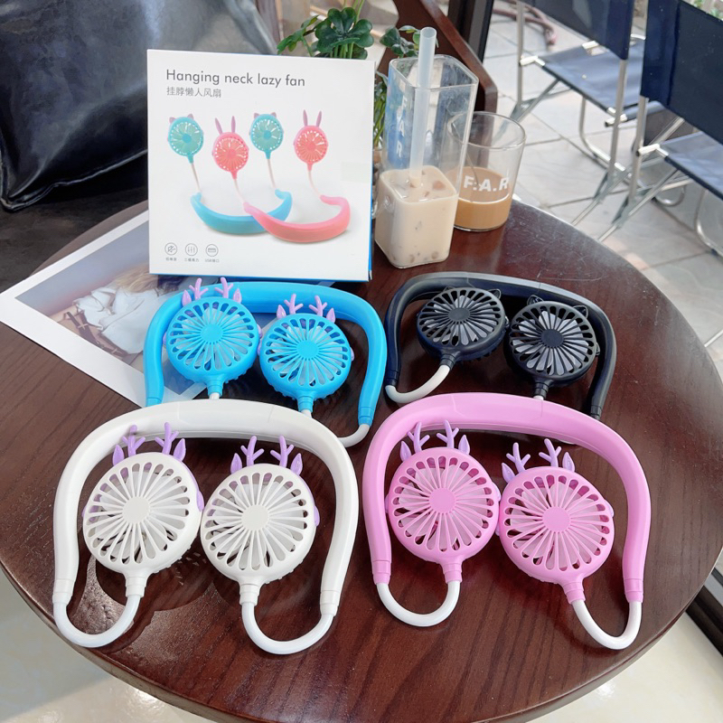 QUẠT ĐEO CỔ CUTE SẴN HÀNG ✅ Quạt đeo cổ tuỳ chỉnh vị trí muốn mát. ✅ Có 3 nấc quạt tuỳ chỉnh. Hình sừng hươu cute