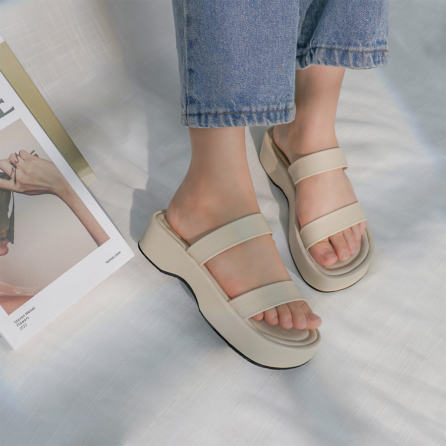 Dép nữ quai ngang Buckled Sandal đế dày bánh mì đi biển thời trang bAimée & bAmor - MS3042