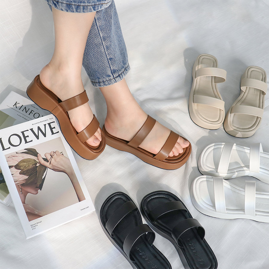 Dép nữ quai ngang Buckled Sandal đế dày bánh mì đi biển thời trang bAimée & bAmor - MS3042