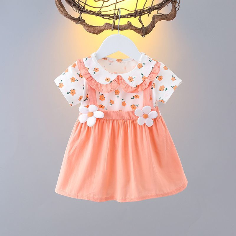 Váy Ngắn Tay Cho Bé Gái Từ 7Kg - 17Kg Họa Tiết Hoa Nhí Vải Cotton Thời Trang Hè