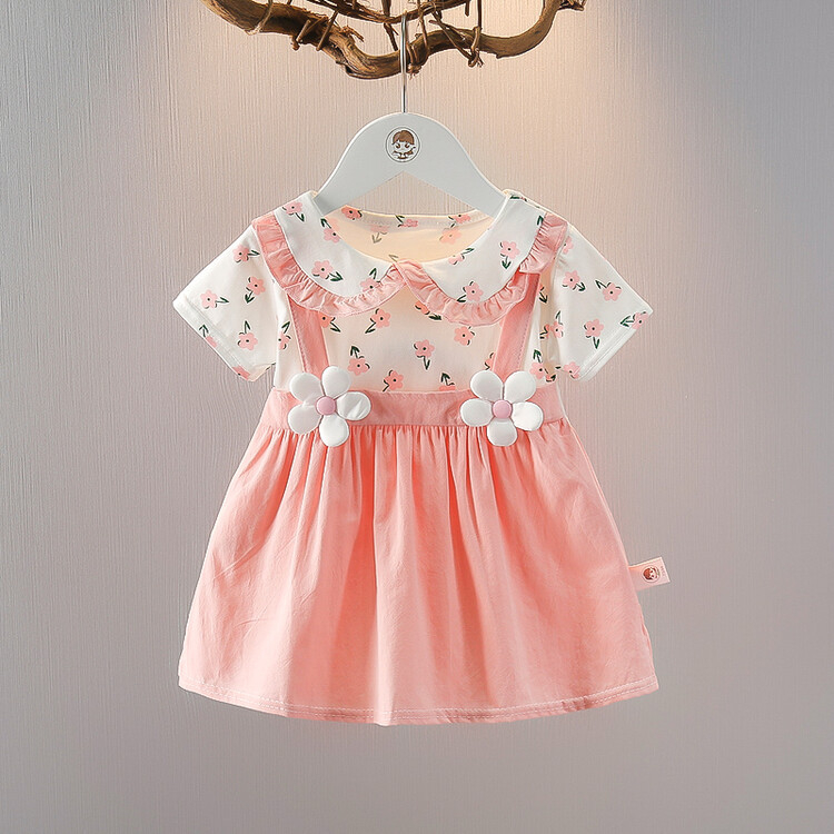 Váy Ngắn Tay Cho Bé Gái Từ 7Kg - 17Kg Họa Tiết Hoa Nhí Vải Cotton Thời Trang Hè