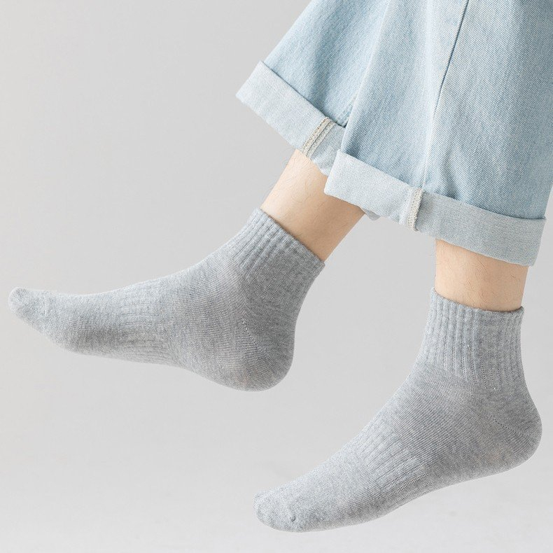Vớ ngắn nam 3 màu đen xám trắng chất cotton dệt kim cao cấp, Tất nam thấp cổ hàng VNXK chống hôi chân