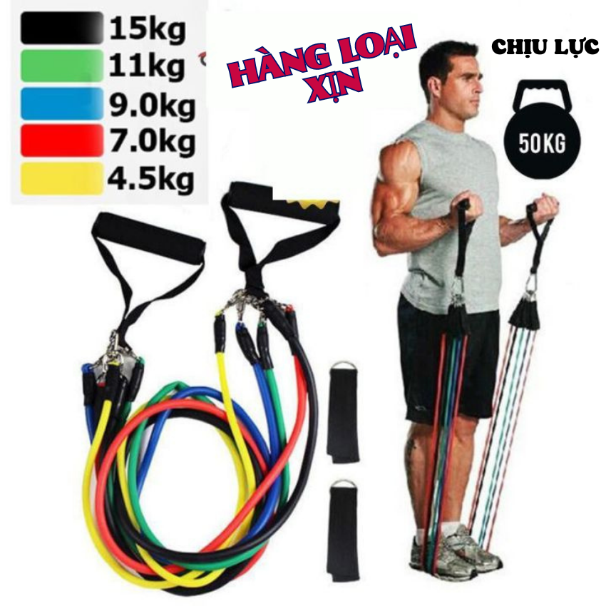 Bộ 5 Dây Ngũ Sắc Tập Full Body - Dụng Cụ Tập Gym Kháng Lực 💪𝑭𝑹𝑬𝑬𝑺𝑯𝑰𝑷💪