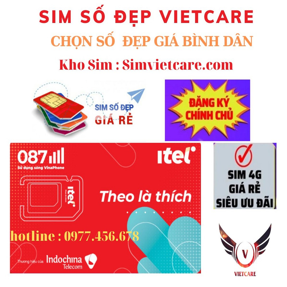Sim 4G chọn số đẹp giá rẻ itel đồng giá 300k có gói V77 120GB/tháng free gọi vina