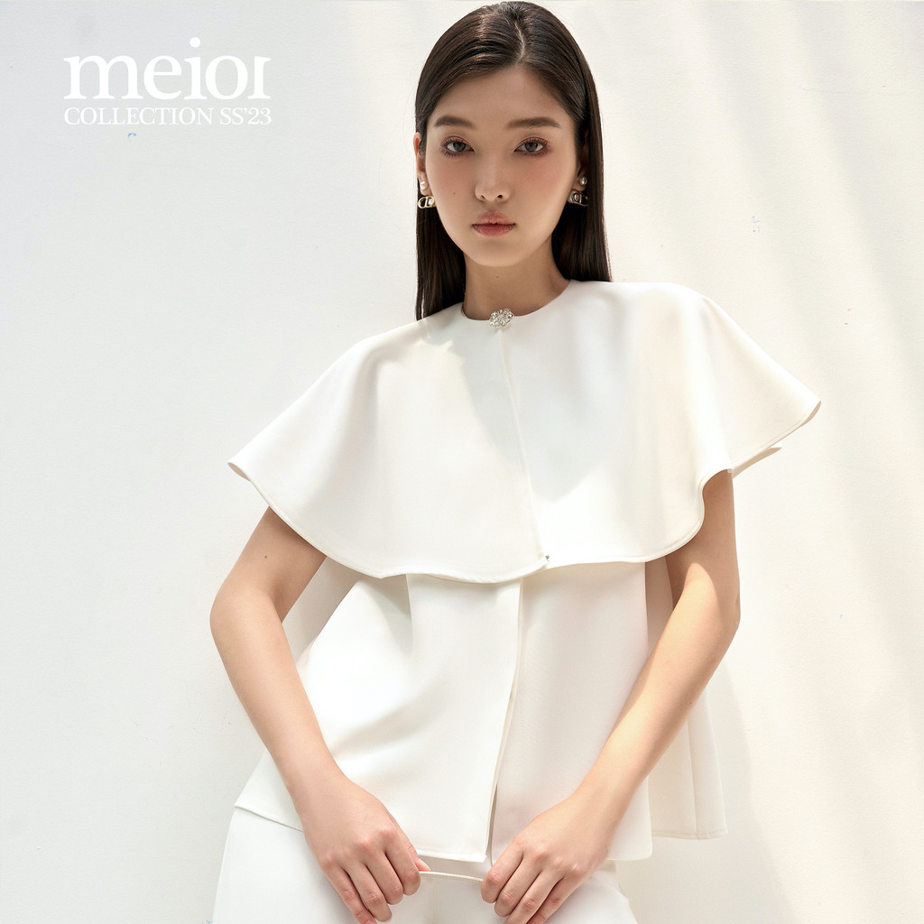 Set áo sát nách và áo choàng sang trọng kết hợp với quần tây suông trắng MEIOI - Roma Set