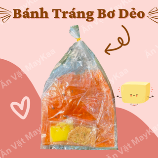 Bánh tráng bơ dẻo muối tôm hành phi ăn vặt maykaa