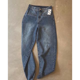 Quần jeans suông rộng túi ngang - xanh đậm