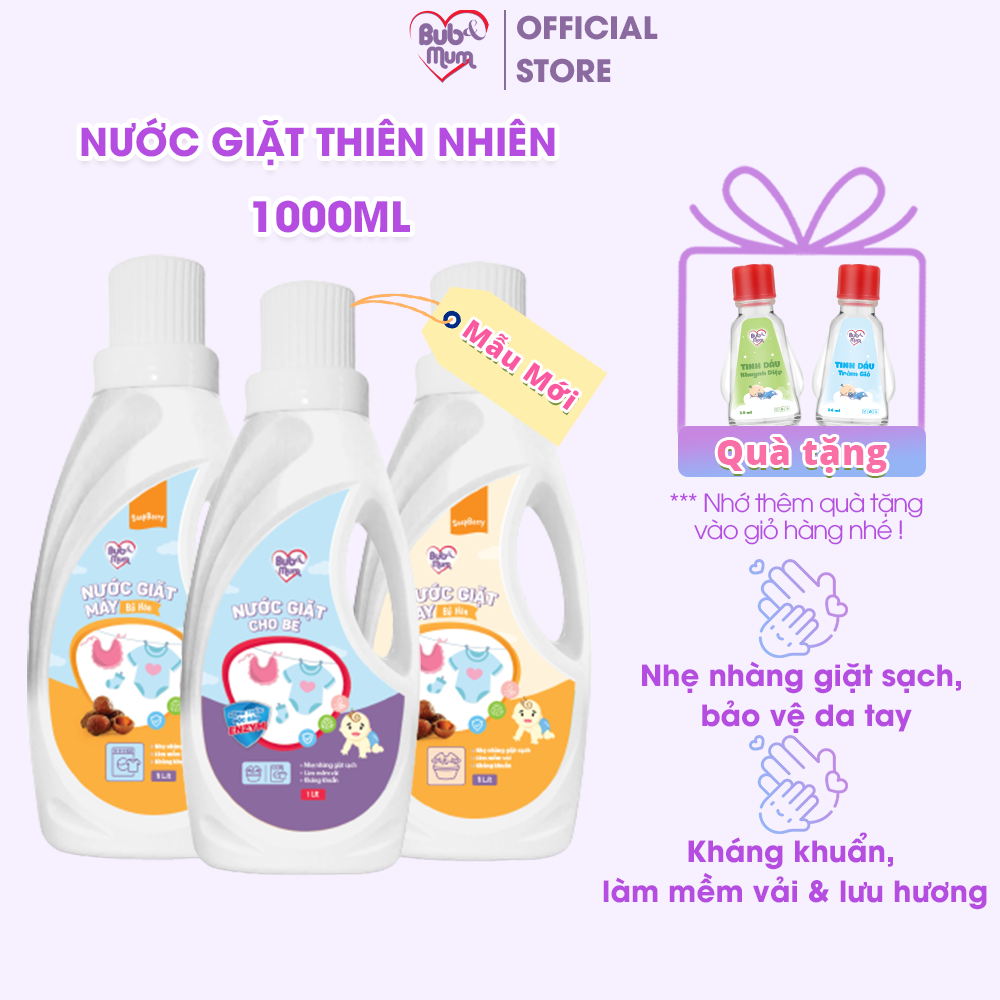 Nước giặt cho bé chiết xuất thiên nhiên sạch khuẩn, mềm vải 1000ml BuB&MuM