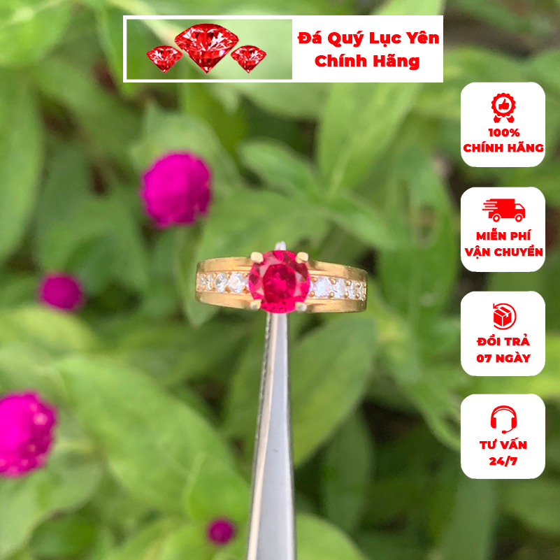 [Mã Bmlta35 Giảm Đến 35K Đơn 99K] Nhẫn Nữ Khai Tuyen Đính Đá Ruby Tự Nhiên, Bạc Phủ Vàng 18K Cao Cấp Fr06
