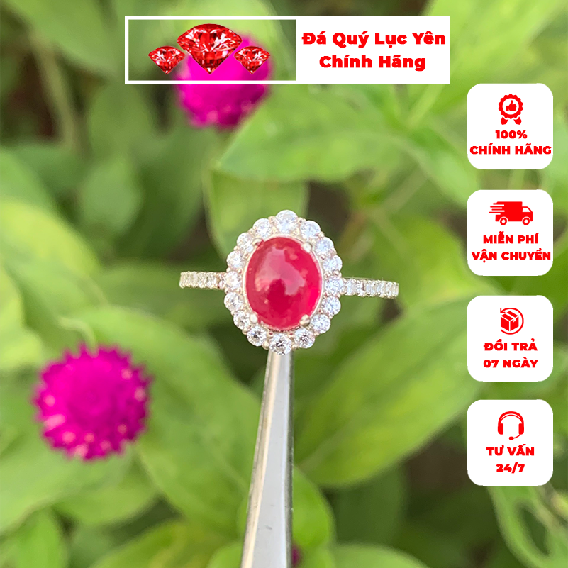 [Mã Bmlta35 Giảm Đến 35K Đơn 99K] Nhẫn Nữ Đá Ruby Tự Nhiên Khai Tuyen Bạc Phủ Vàng 18K Cao Cấp Fr10
