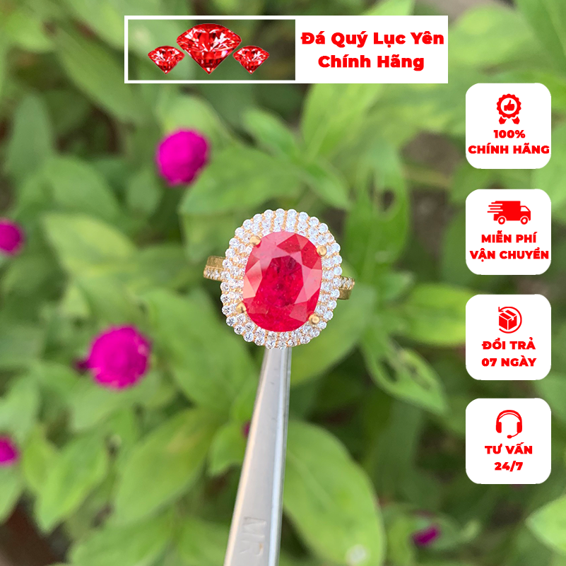 [Mã Bmlta35 Giảm Đến 35K Đơn 99K] Nhẫn Nữ T Khai Tuyen Đính Đá Ruby Tự Nhiên, Bạc Phủ Vàng 18K Cao Cấp Fr05