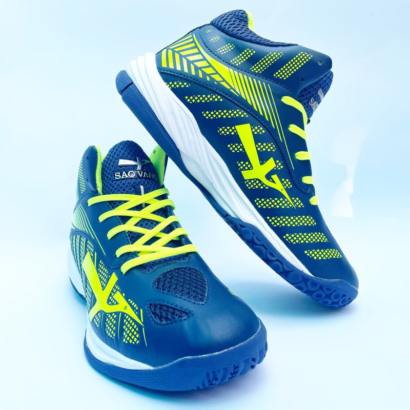 Giày bóng chuyền Sao Vàng 301 cổ cao nam nữ cày sân bê tông, tặng tất Asics dệt kim 2 lớp