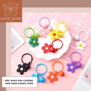 Móc khoá khoen tròn hình hoa kèm chuông nhỏ xinh treo chìa khoá, balo, túi xách