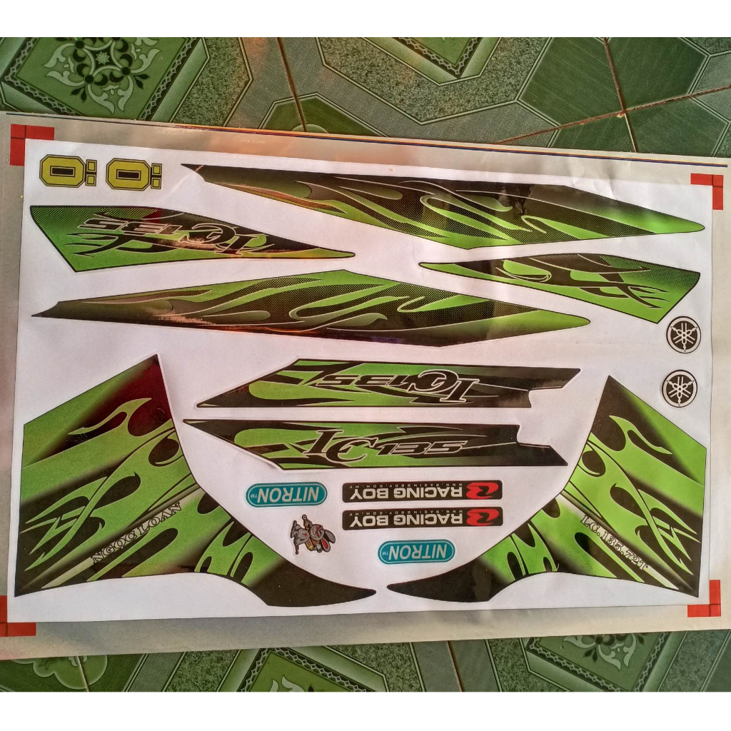 tem rời candy ex 135 LC tem lửa xanh non dán xe đen