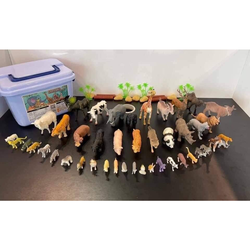 Thùng Động Vật 58 Chi Tiết Đồ Chơi Con Vật Mô Hình Thú Cho Bé [Nhựa An Toàn]