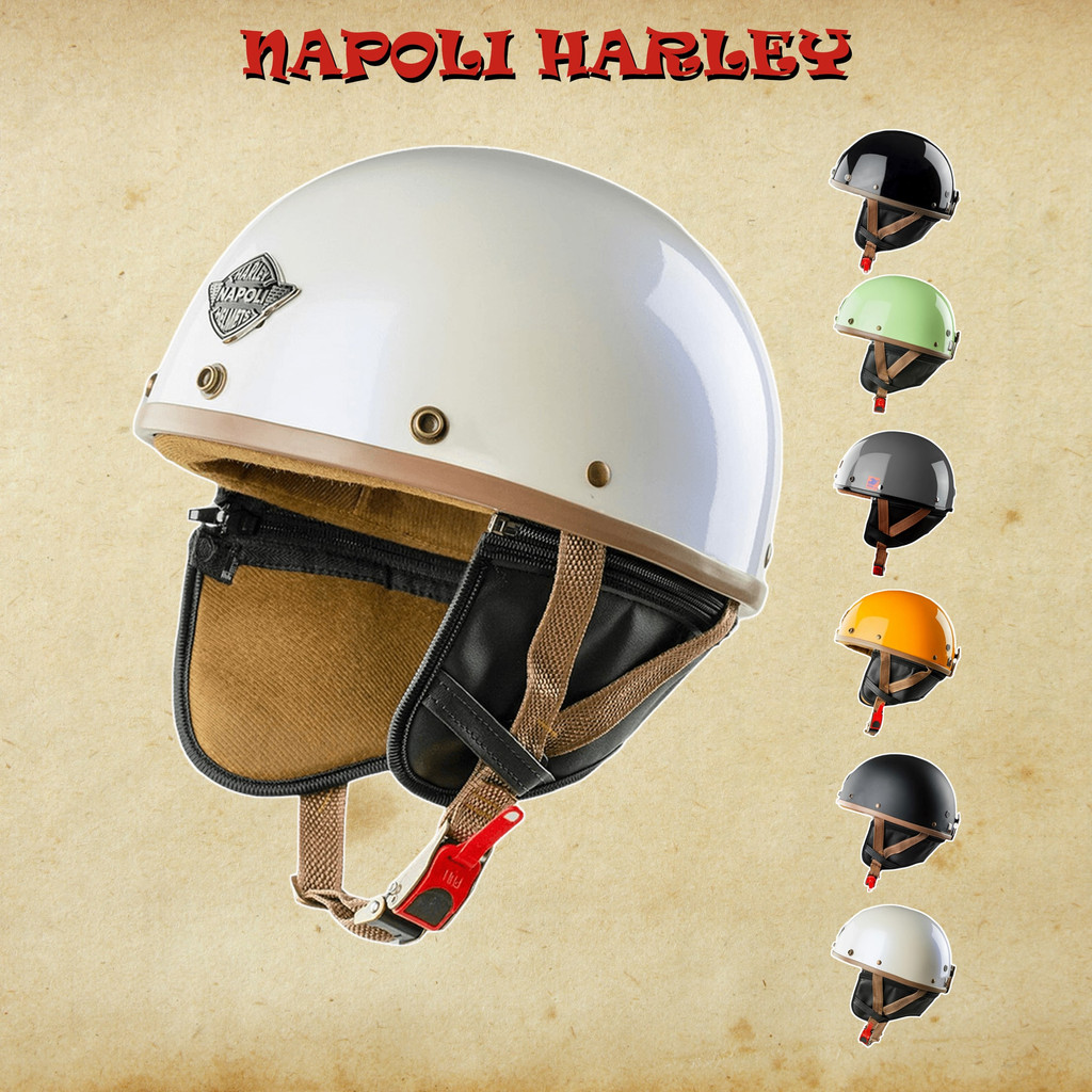Mũ bảo hiểm nửa đầu Napoli Chính Hãng nhiều màu Logo Harley