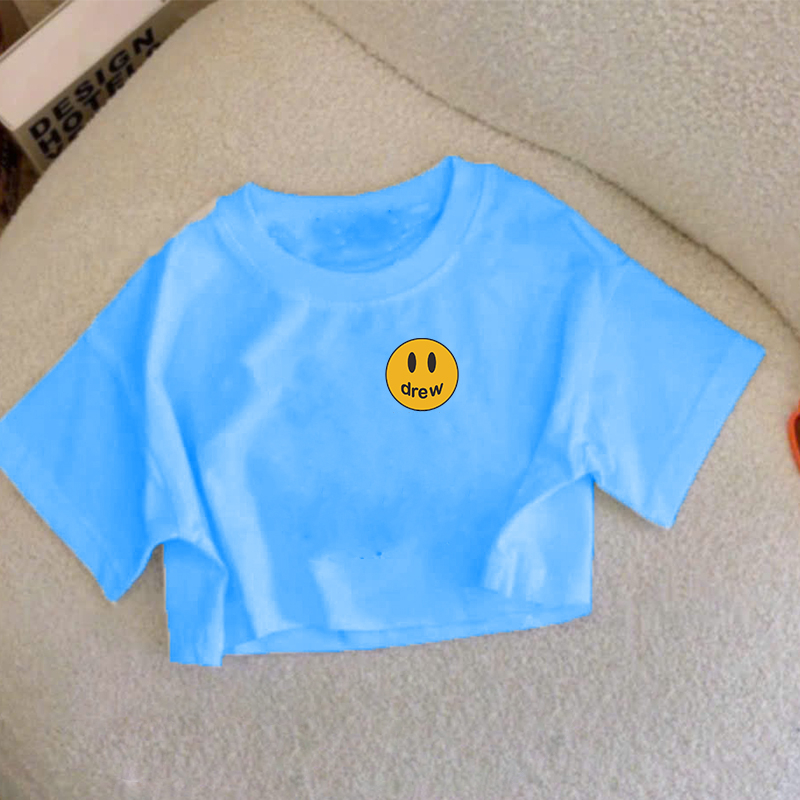 Áo Croptop Cho Bé Gái MẶT CƯỜI DREW Vải Co Dãn Cực Mạnh chất thun cotton 4 chiều sài gòn đẹp loại 1 áo phông croptop