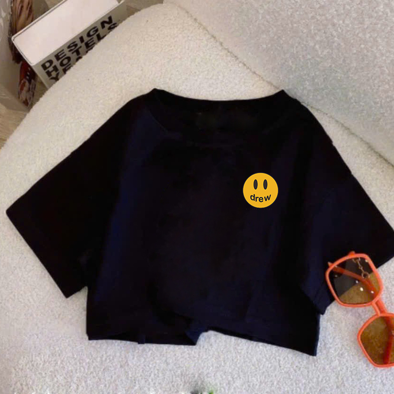 Áo Croptop Cho Bé Gái MẶT CƯỜI DREW Vải Co Dãn Cực Mạnh chất thun cotton 4 chiều sài gòn đẹp loại 1 áo phông croptop