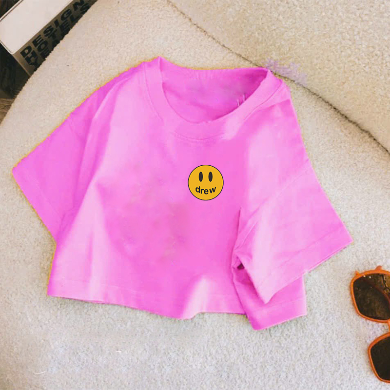 Áo Croptop Cho Bé Gái MẶT CƯỜI DREW Vải Co Dãn Cực Mạnh chất thun cotton 4 chiều sài gòn đẹp loại 1 áo phông croptop