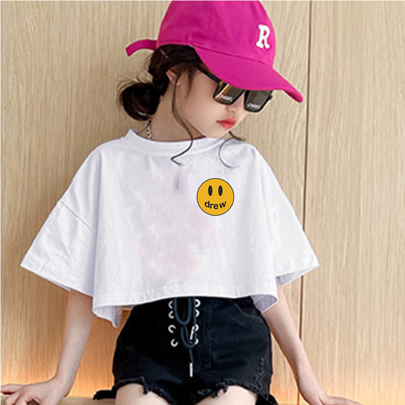 Áo Croptop Cho Bé Gái MẶT CƯỜI DREW Vải Co Dãn Cực Mạnh chất thun cotton 4 chiều sài gòn đẹp loại 1 áo phông croptop