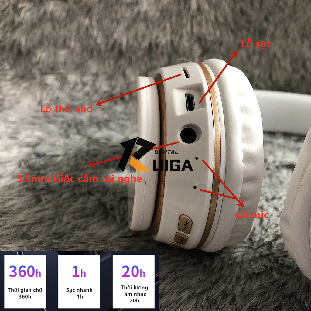 Tai Nghe Chụp Tai 07s Bluetooth 5.0 Thiết Kế Thể Thao có micrô